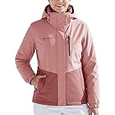 FREE SOLDIER Women's Waterproof Ski Jacket Fleece Lined Warm Winter Snow Coat Windproof Hooded Raincoat