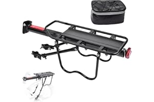 BRMYHCZ Rear Bike Rack with Bag - 110Lb Capacity Adjustable Bike Cargo Rack Bicycle Rack with Bike Rack Bag for Adult Back of Bike Carrier