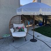 Amazon Com Ammsun 7ft Patio Umbrella With Fringe Outdoor Yard Umbrella Upf50 Wood Color Steel Pole And Steel Ribs Push Button Tilt Dark Green Clothing