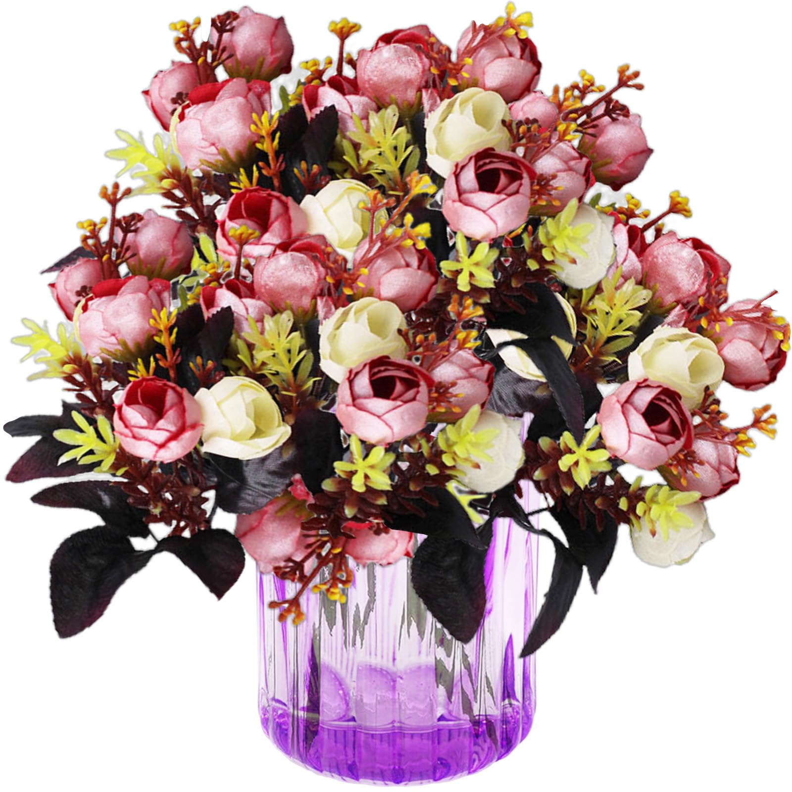 astylishome Faux Flowers 45 Pcs Artificial Dark Pink Flower Realistic for Wedding Party Garden Decoration Craft DIY Floral Arrangements Decor Mixed Colours 0406