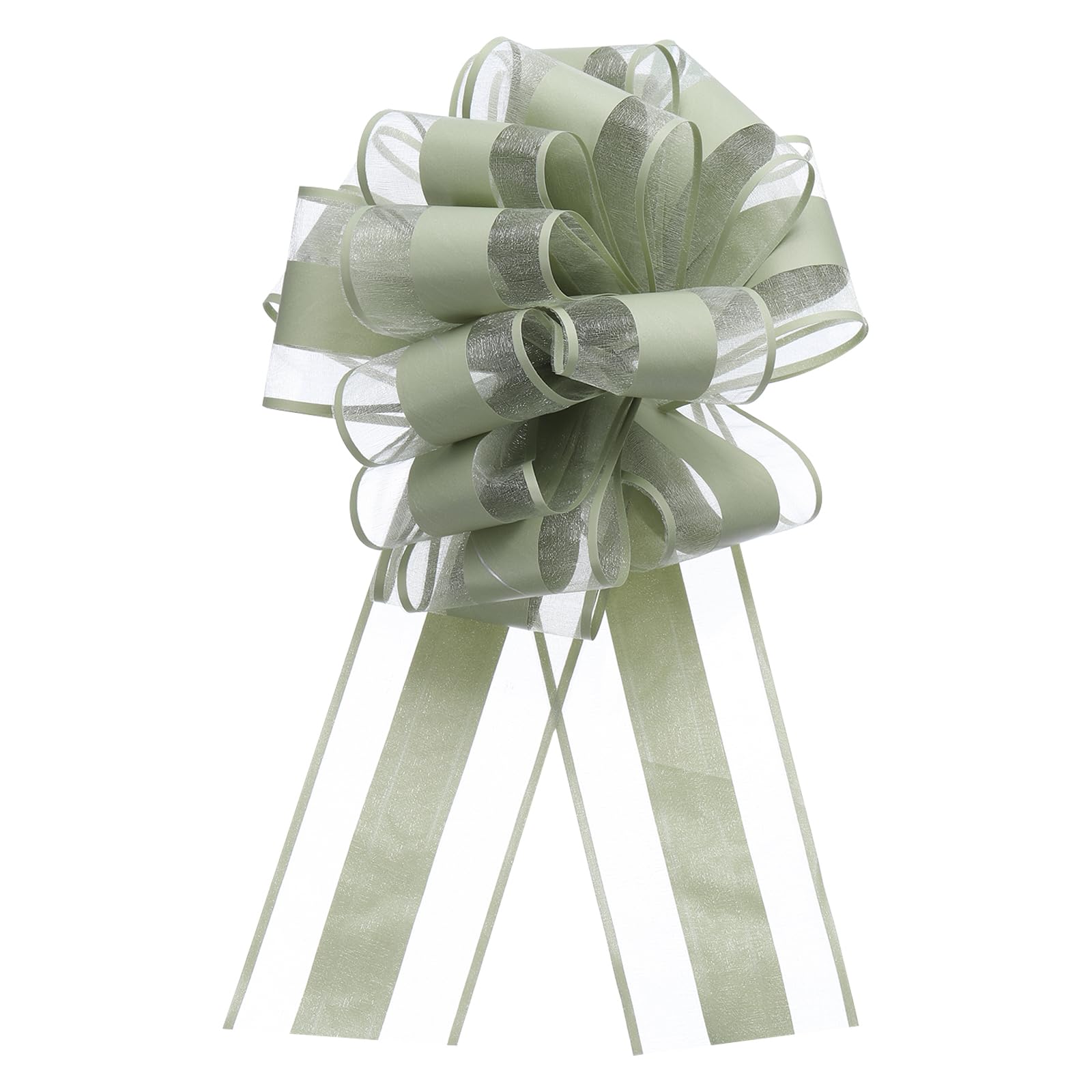 Uxcell 20pcs 8 Inch Large Big Pull Bow Organza Gift Wrapping Bows Ribbon for Wedding Car Baskets Presents Christmas Bow, Army Green