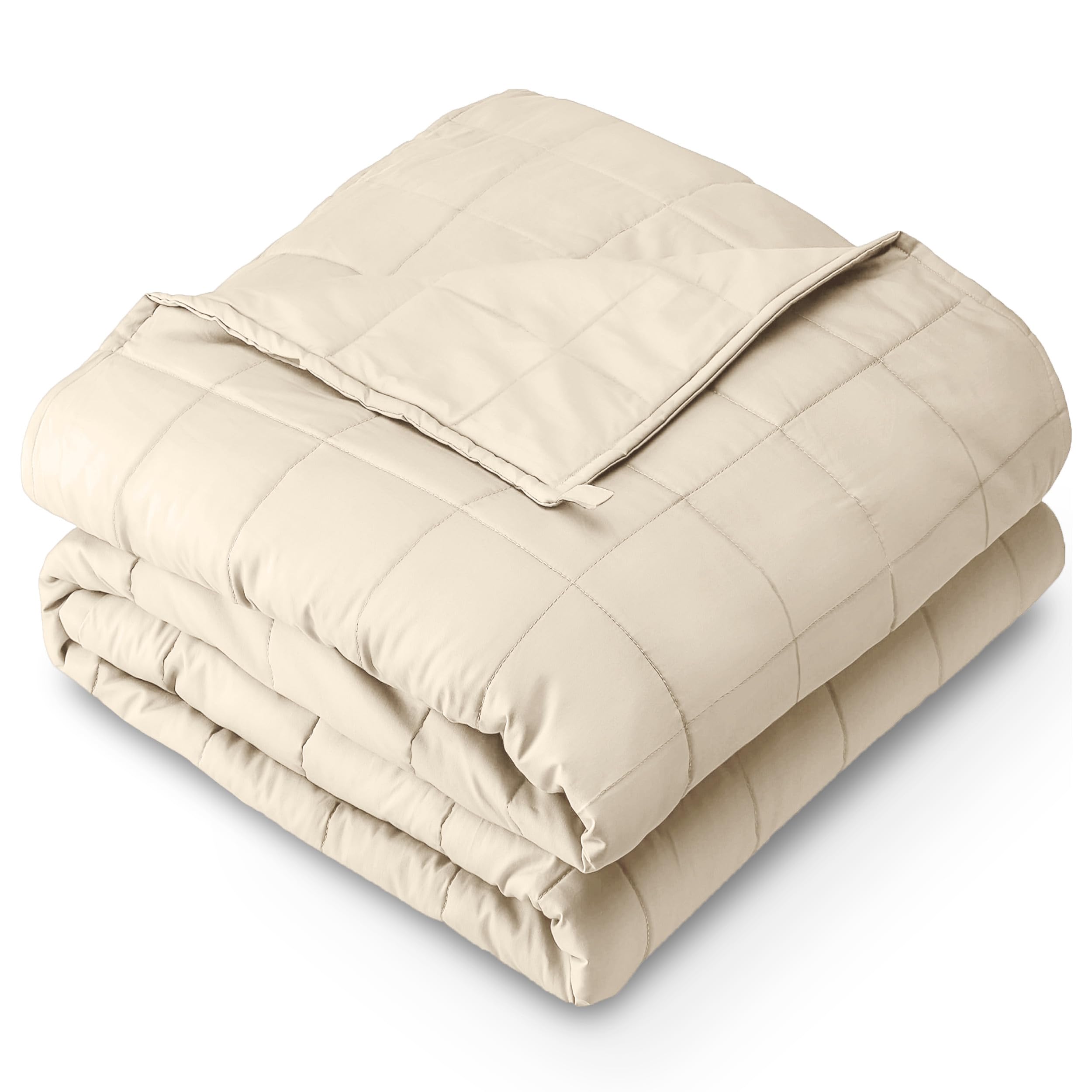 Bare Home Weighted Blanket Twin or Full Size 7lb (40" x 60") - All-Natural 100% Cotton - Premium Heavy Blanket Nontoxic Glass Beads (Sand, 40"x60") Image