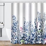 WELTRXE Blue Eucalyptus Shower Curtain 183x183 cm with 12 Hooks view 7