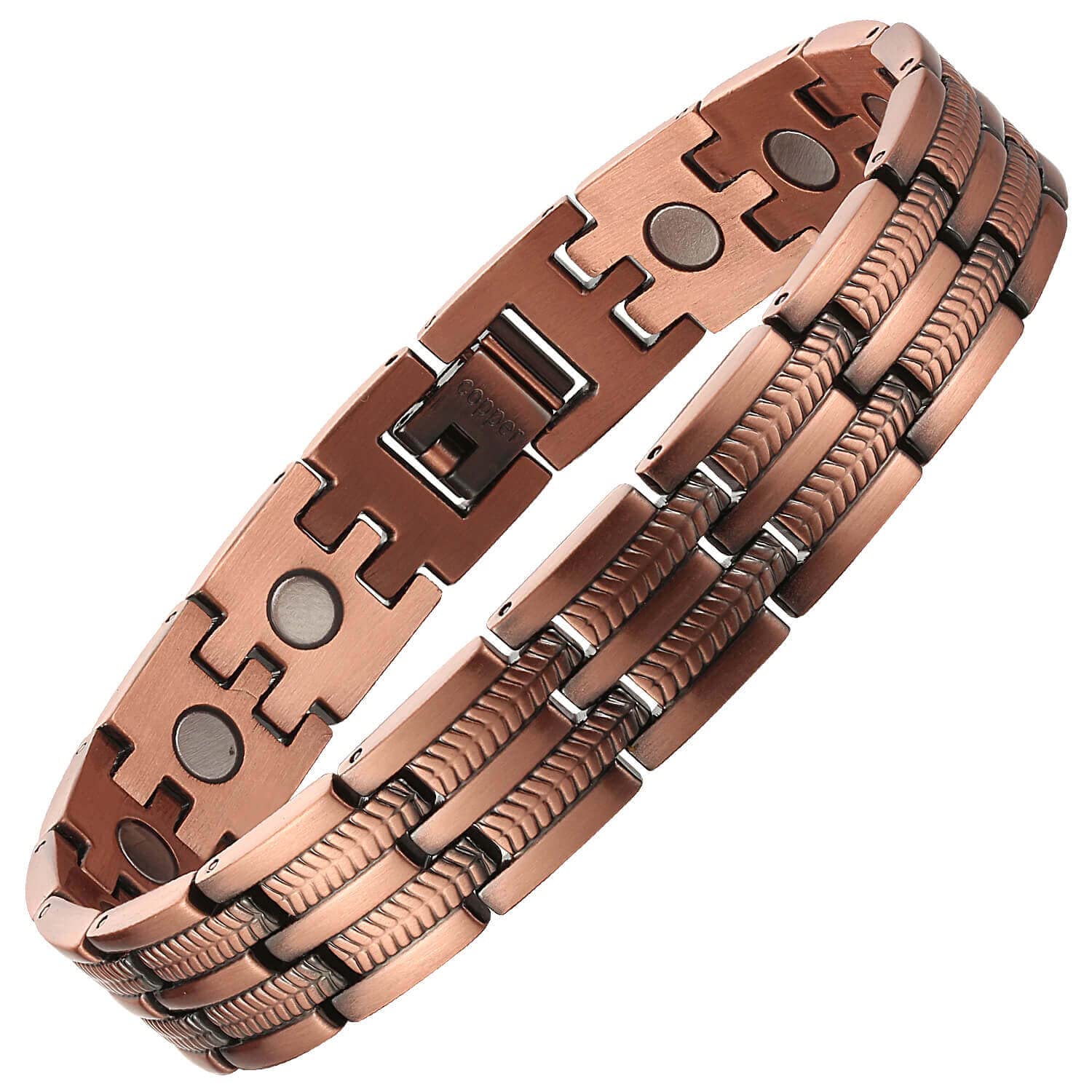 BioMag Copper Bracelet for Men Magnetic Bracelet,Copper Wristband with Ultra Strength Magnets,8.6inches Adjustable with Tools (Copper)