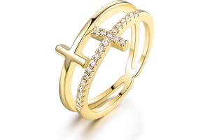 Barzel 18k Gold Plated Cubic Zirconia Double Cross Ring