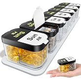 Odaro Extra Large Weekly Pill Organizer 2 Times A Day AM PM, Black | XL Pill Organizer, Big Pill Box, Removable Daily Trays, Wide Fill Openings, Easy Use, Secure Sealed, Multi Use For All Ages