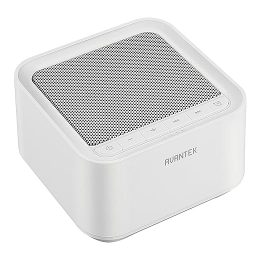 AVANTEK White Noise Sound Machine, 20 Non-Looping Soothing Sounds for Better Sleep with High Quality Speaker & Memory Function, 30 Levels of Volume and 7 Timer Settings