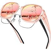 URUMQI Polarized Sunglasses Fit Over Glasses for Women, UV400 Protection Square Shades Extra Large Sun Glasses