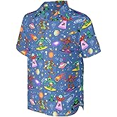 WHIMCHOIT Men Hawaiian Funny Shirts Short Sleeve Button Down Party Summer Beach Outfit