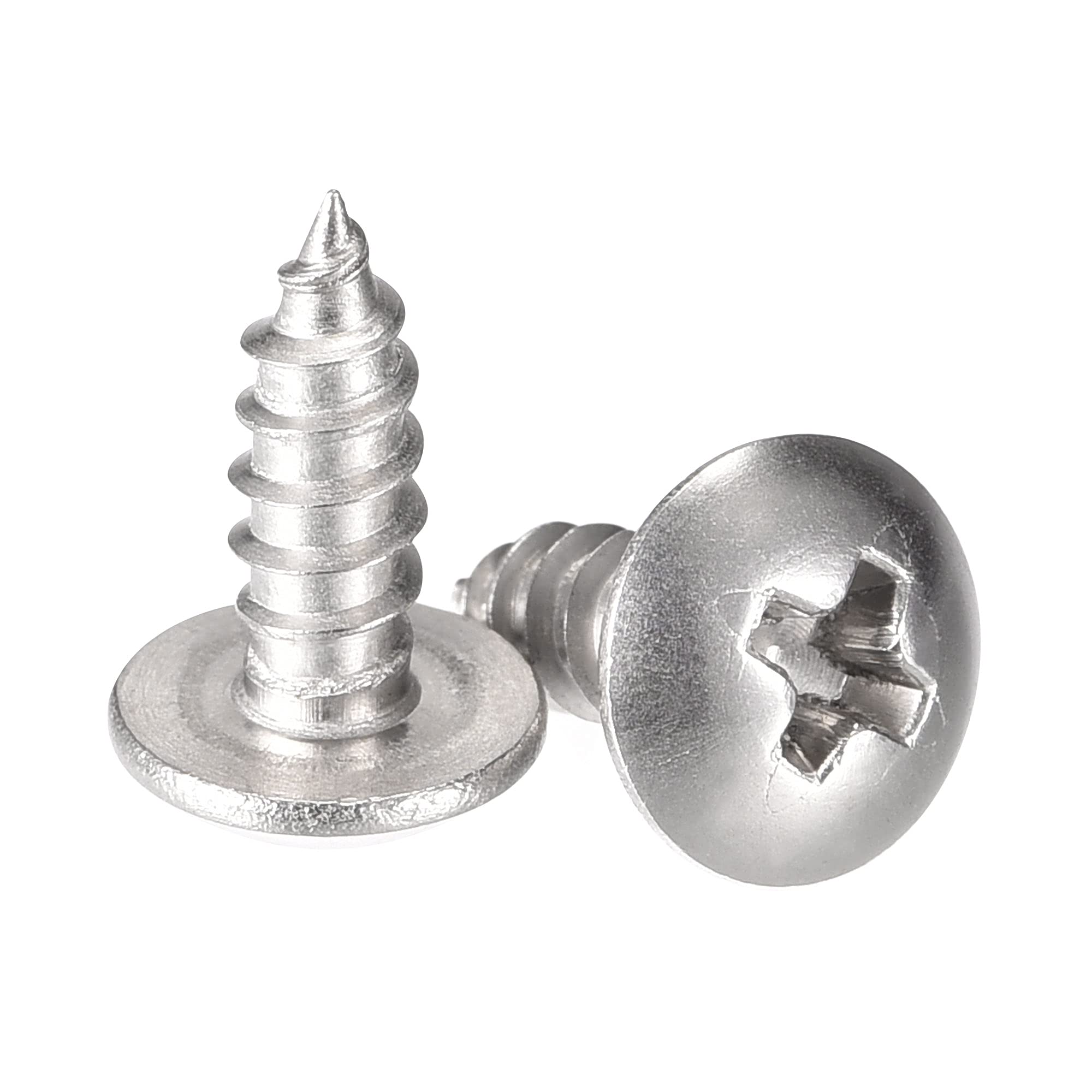 sourcing map Phillips Head Self Tapping Screws, #6 x 3/8" 304 Stainless Steel Wood Sheet Metal Screw 100pcs