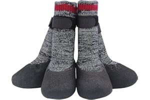 Mihachi Dog Socks Rubber Sole Paw Protectors with Straps Traction Control Anti-Slip Waterproof Boots Winter Paw Protectors