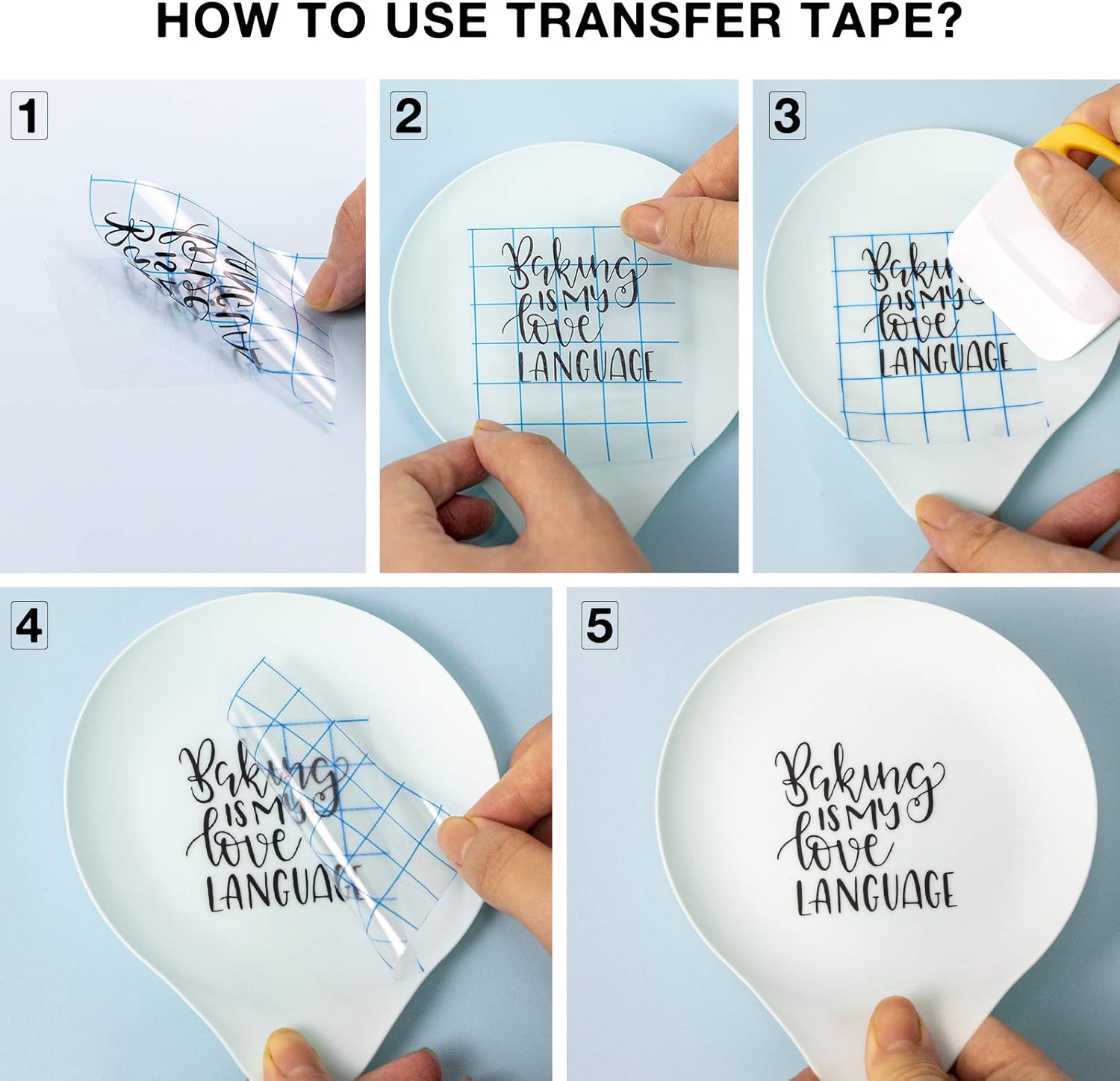 Transfer Tape for Vinyl 20 Pack 12'' x 12'' w/Blue Alignment Grid for Adhesive Vinyl, Medium Tack Vinyl Transfer Tape for Cricut, Silhouette Cameo by JANDJPACKAGING: Arts, Crafts & Sewing