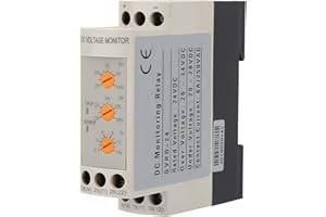 LIEBEWH Voltage Monitoring Relay Adjustable Over Under Voltage Protector with Delay Timer 35mm DIN Rail Mount for Solar System(DC 24V)