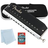 Fender Groove Pro Chromatic 12-Hole Harmonica - Key of C Bundle with Case, Polishing Cloth, and Austin Bazaar Instructional Manual