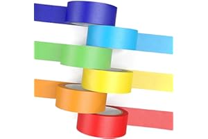 CALITS 6 Rolls Colored Masking Tape, Colorful Craft Tape for Vibrant Rainbow Color Teacher Tape, Great for Art & Crafts, Labe