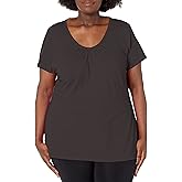 Just My Size Women's Short Sleeve Shirred V-Neck Tee