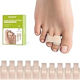 Bukihome Hammertoe Corrector - 10 Pack Toe Straighteners - Broken Toe Wraps - Realign Bent, Curled, Crooked, Claw, Hammer Toes - Toe Corrector Splints for Men and Women (5 Large + 5 Small, Beige)