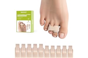 Bukihome Hammertoe Corrector - 10 Pack Toe Straighteners - Broken Toe Wraps - Realign Bent, Curled, Crooked, Claw, Hammer Toes - Toe Corrector Splints for Men and Women (5 Large + 5 Small, Beige)