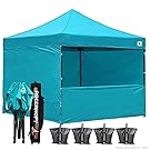 ABCCANOPY Commercial 10x10 Instant Canopy Craft Display Tent Portable Booth Market Stall with Wheeled Carry Bag & Full Walls , Bonus 4x Weight Bag & 10ft Screen Wall & 10ft Half Wall (turquoise)