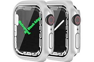 HANKN 2 Pack Waterproof Hard Case for Apple Watch Series 11 10 42mm Tempered Glass Screen Protector Case, Full Protective Anti-Scratch Iwatch Bumper Cover (Silver x 2)