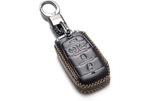 Vitodeco Genuine Leather Smart Key Fob Case Cover Protector Compatible with RAM 1500, RAM 2500, RAM 3500 2019 - 2026 (5-Button with Tailgate, Black)