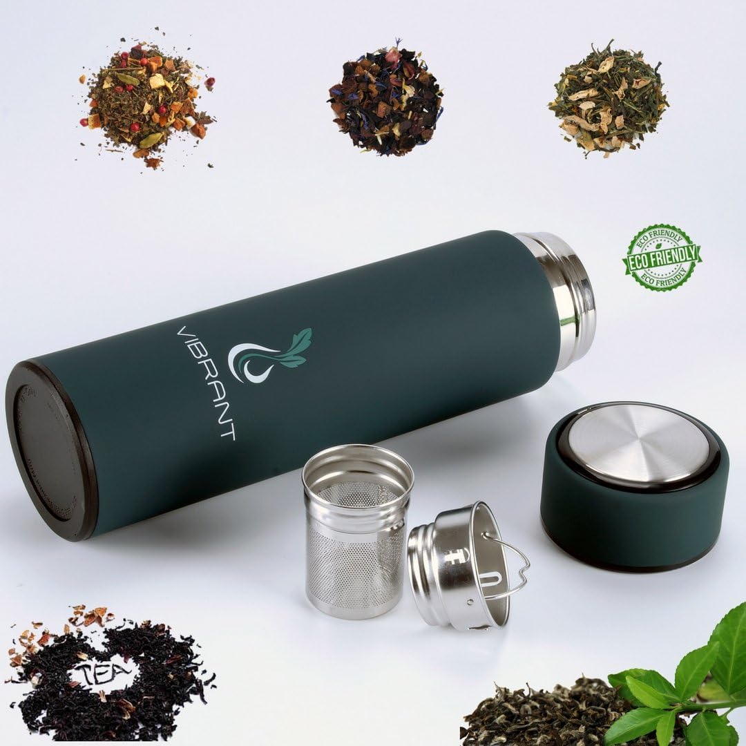 Vibrant All in ONE Travel Mug Tea Infuser Bottle Insulated HOT