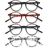 EYEURL 4-Pack Round Reading Glasses for Women Men Blue Light Glasses Retro Round Computer Readers With Spring Hinges Anti Glare Filter Lightweight Eyeglasses 1.5