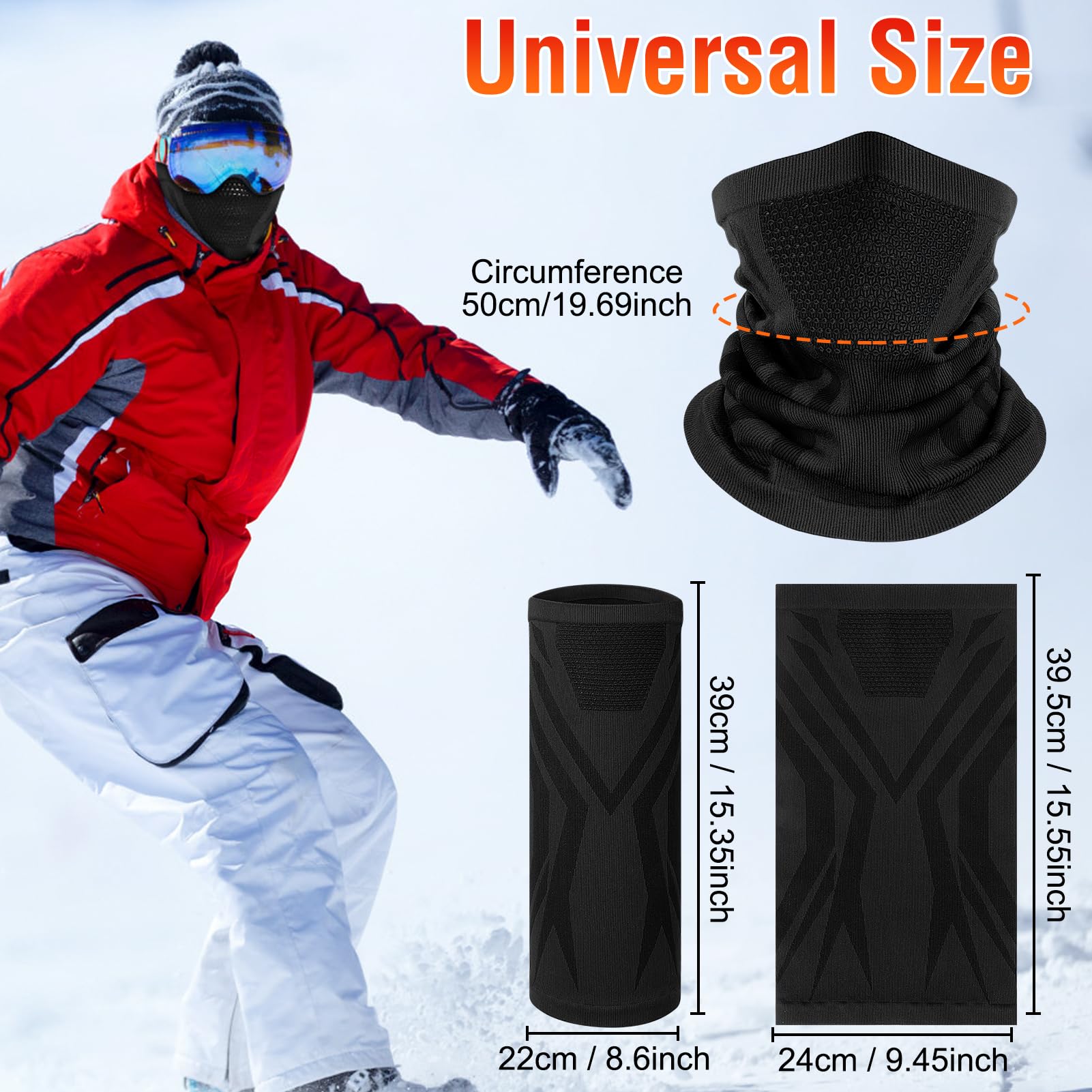 Kiiwah 2 Stück Schlauchschal Herren Damen, Winddicht Multifunktionstuch Atmungsaktiv Loop Schal Winter Neckwarmer Halswärmer Halstuch für Ski Radsport Fahrrad Motorrad Laufen 4