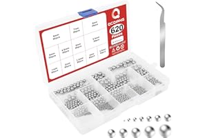 QCQIANG 620Pcs 12 Size Stainless Steel Precision Steel Balls, Metal Balls Mini Ball Bearing Assortment Kit 1mm, 2mm, 2.5mm, 3mm, 3.5mm, 4mm, 4.5mm, 5mm, 5.5mm, 6mm, 7mm, 8mm