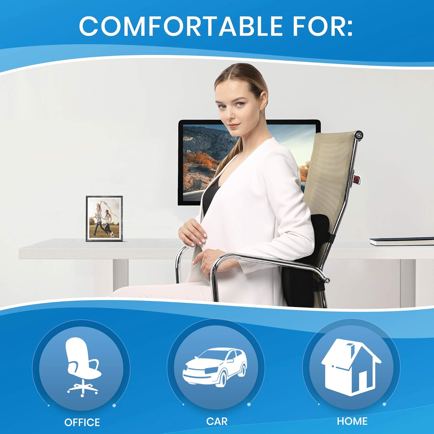 Everlasting Comfort Lumbar Support Pillow for Office Chair - Pure Memory Foam Lumbar Cushion for Car (Black): Home & Kitchen