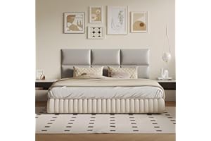 MAQQL Wall-Mounted Upholstered Headboard Panels, Light Gray Faux Leather, 24x12 Inches, Pack of 9 – DIY Adjustable Soundproof Padding for Queen and King Beds, Modern Accent Wall Décor