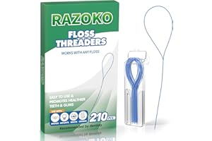 RAZOKO Floss Threaders | Dental Floss Threaders for Braces, Bridges, and Implants |210PCS (Pack of 3)