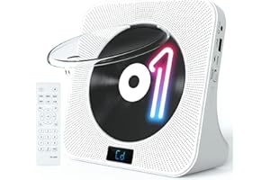 Desktop CD Player Portable with Bluetooth - Jimwey CD Players for Home with HiFi Speakers, FM Radio, Remote Control, LED Screen Display, Support CD/Bluetooth/USB/AUX, White CD Player for Gift