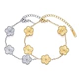TICVSS Four Leaf Clover Bracelet for Women 18K Gold