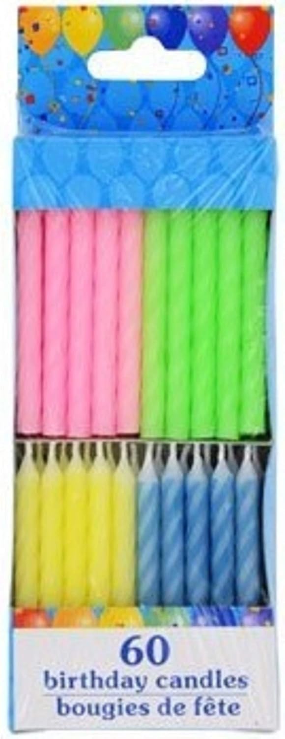120 Spiral Birthday Candles 60 Pastel and 60 Spiral Brights: Home & Kitchen