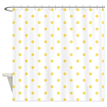 Hanhaoki White Canary Yellow Polka Dots Shower Curtain For