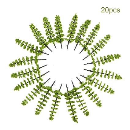 KKmoon 20pcs Mini Plastic Green Trees Scale Architectural Models Train Railways Landscape Scenery Layout Garden Decoration Tree Toys Scale: 1/100