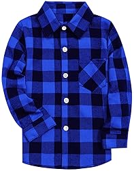 Boys Long Sleeves Button Down Check Plaid Woven