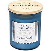 Paddywax Scented Candles Artisan Sea Glass Inspired Coastal Collection Jar Candle with Lid, 7-Ounce, Coconut Husk