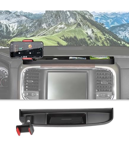 thumbnail image 2 of Car Phone Holder For 2019 2020 2021 2022 2023 2024 2025 2026 Dodge Ram 1500 2500 [5 & 8.4 Inch Screen] Trucks Pickup Auto Accessories Navigation Bracket Interior Decoration Mobile Cell Mount Case 2 of 13