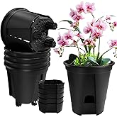 Cdd's Path 5-Pack 6 Inch Naked Root Planter Self Watering Pots Set with Holes for Indoor/Outdoor Plants, Planter Pot with Watering Hole/Reservoir and Air Pipes, Black