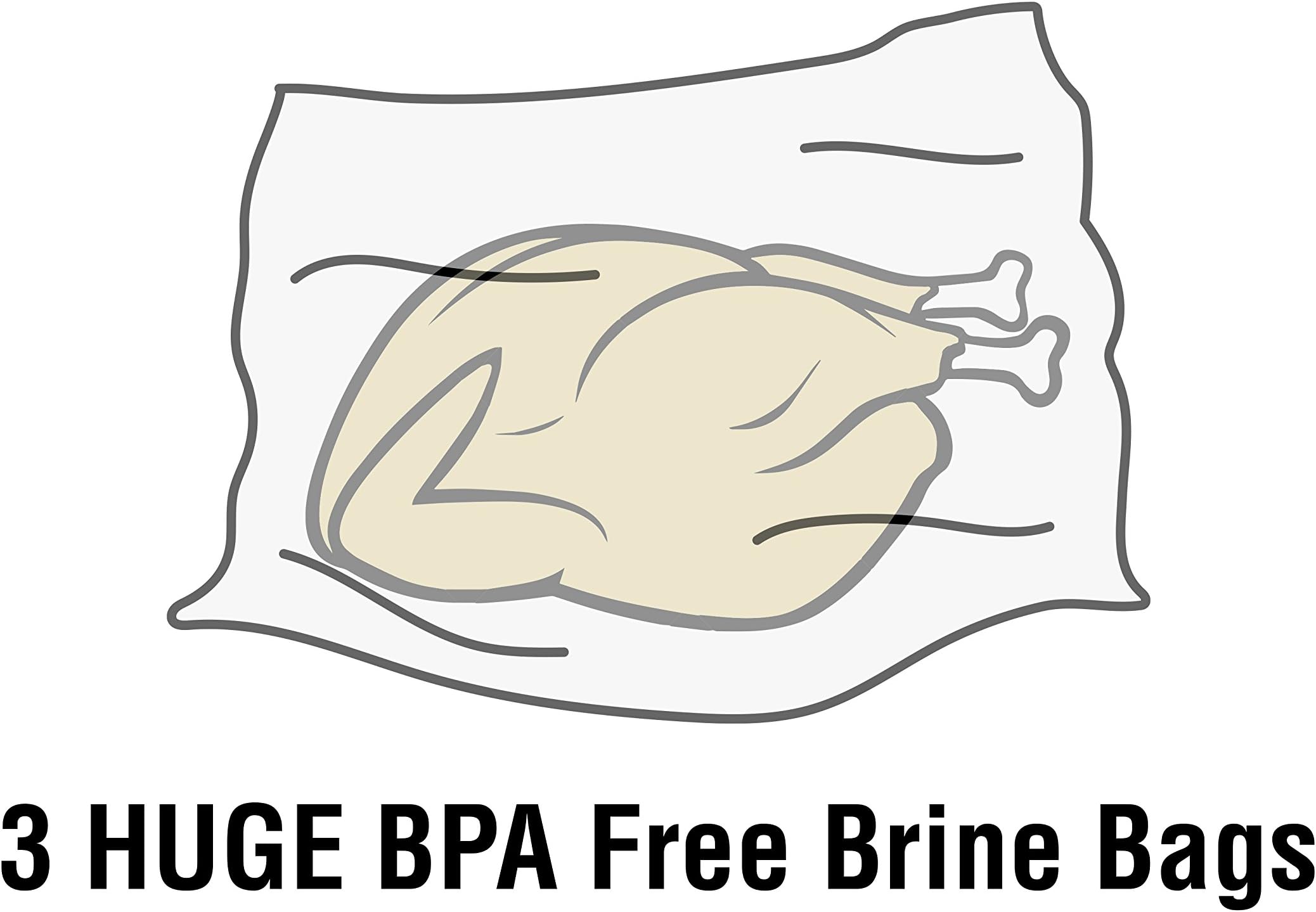 Brining Bag, 3 Pack, Made in USA, Extra Large Brine Bag BPA Free Heavy Duty Resealable 24" x 24" Bag for Turkey (40 Pound Max), Wild Game, Ham, Deer, Roast, Jerky, Fish, Marinade (3 Pack 24"x24")