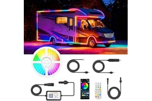 Lrimauix Smart RGB+IC RV Awning Lights, 16.4FT Dream Color Chasing Camper Awning Lights Strip for RV Canopy, 12V Waterproof APP/Remote RV Underglow Light for Travel, Van, Concession Trailer