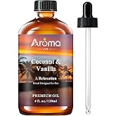 AromaLYA Coconut Vanilla Fragrance Oil 4 Fl Oz | A little holiday gift for yourself, scented oil for home diffusers, aromatherapy, DIY soap