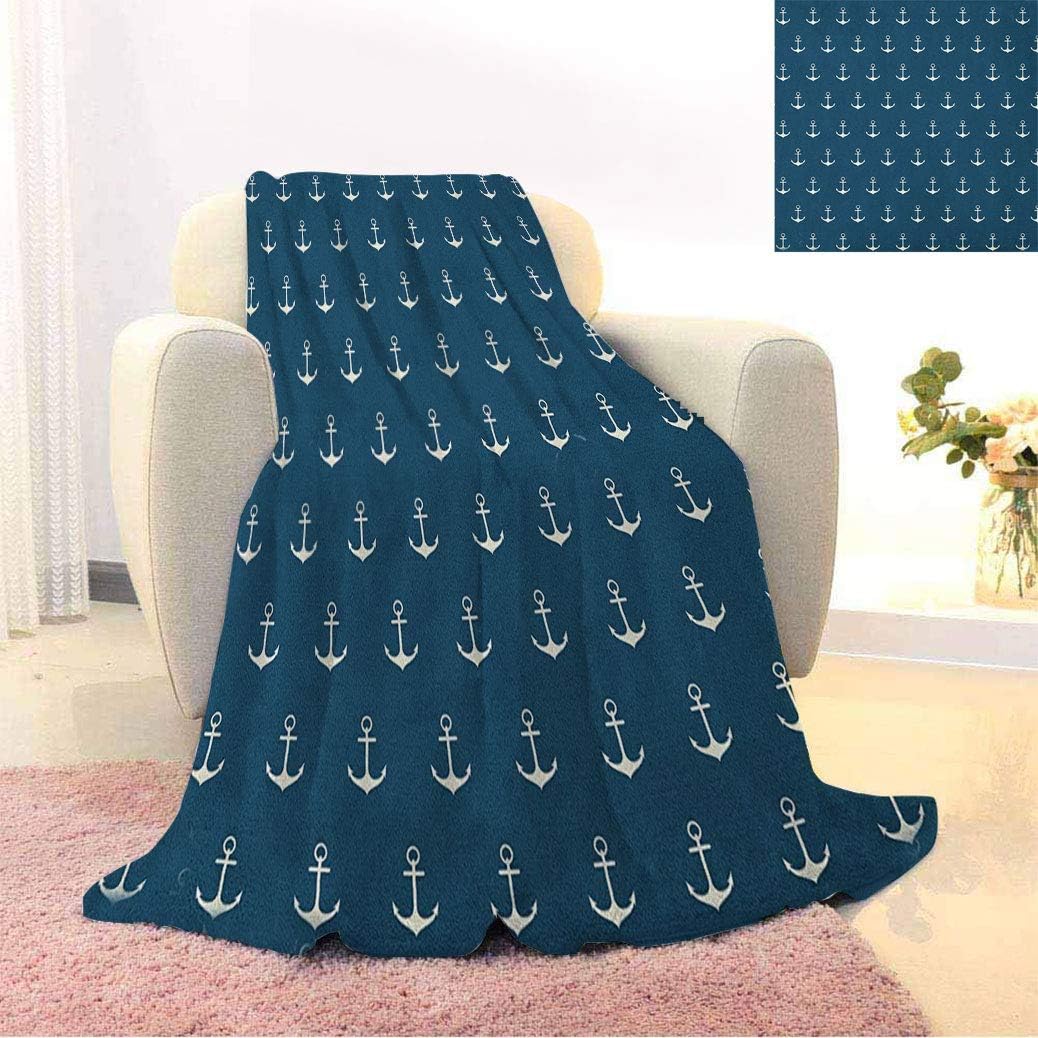 Anchor Thermal Throw Blankets, Nautical Pattern with Classic Colors and