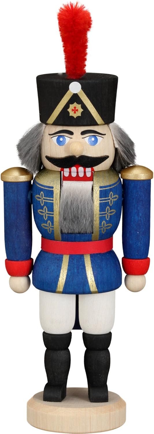 Nutcrackers - Seiffener Volkskunst German Nutcracker Hussar Blue, Height 15 cm / 6 inch, Original Erzgebirge SV 11402/2