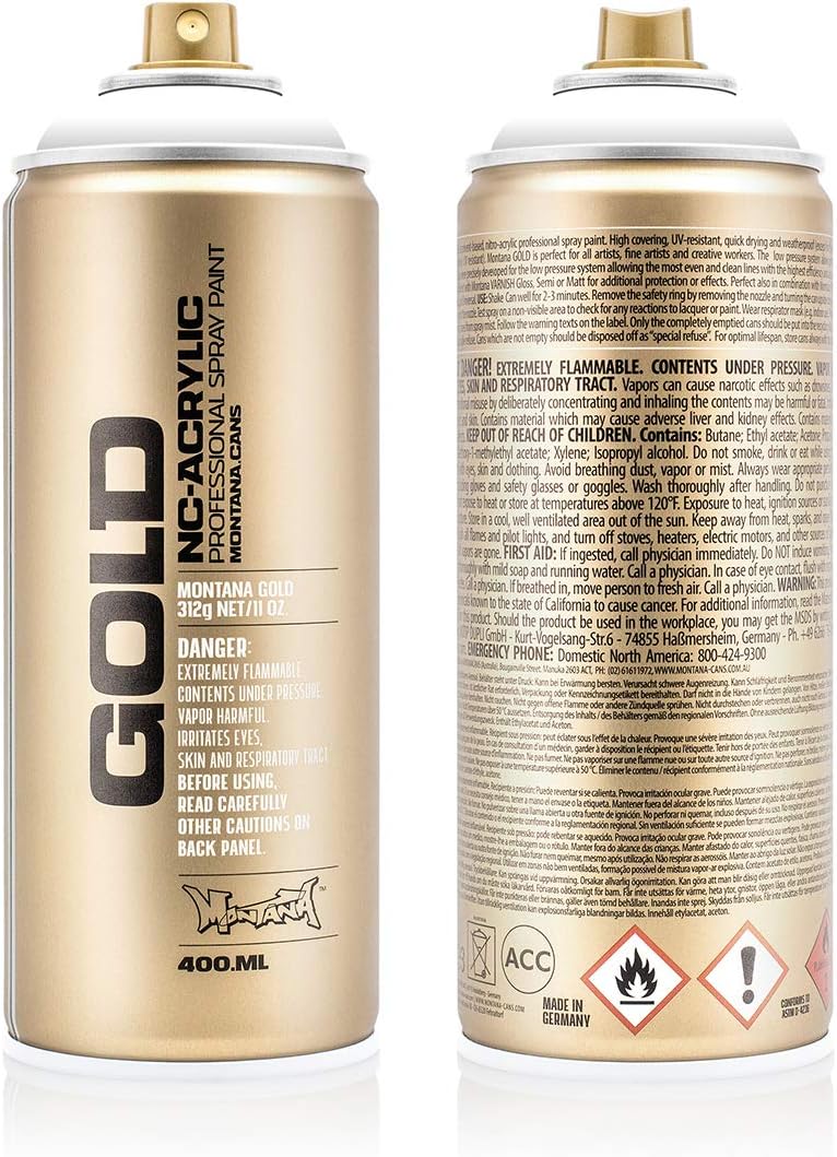 Montana Gold Acrylic Spray Paint - 400ml Can - S9120 - Shock White Pure