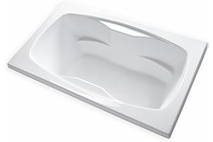 Carver Tubs - AR6042 - Modern Acrylic Fiberglass Soaking Bathtub - w/Spacious Interior - White Acrylic Rectangle Tub, Modern Built-in w/Armrest - Deep Relaxing Soak - 60"L x 42"W x 20.5"H