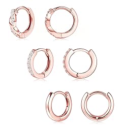 Inerney Rose Gold Huggie Hoop Earrings Set for