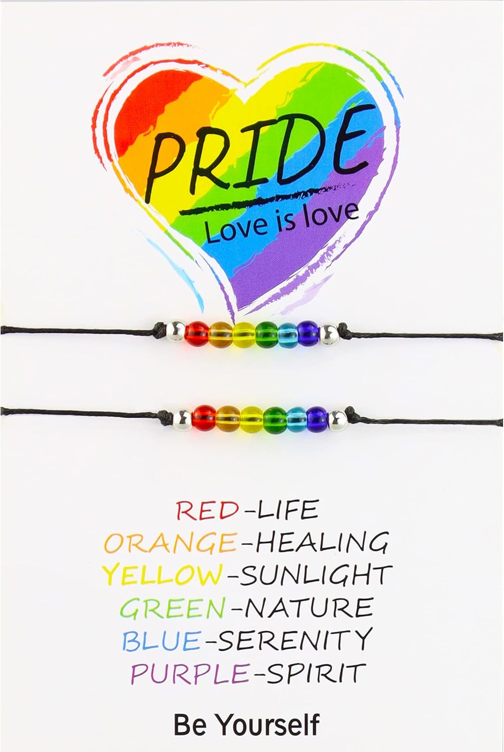 2PCS LGBT Rainbow Bracelets, Gay Pride Beaded Bracelet